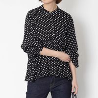 ubasoku/ドットプリント バンドカラーブラウス
