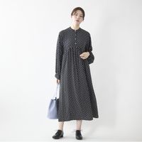 ubasoku/ドットプリント バンドカラーワンピース