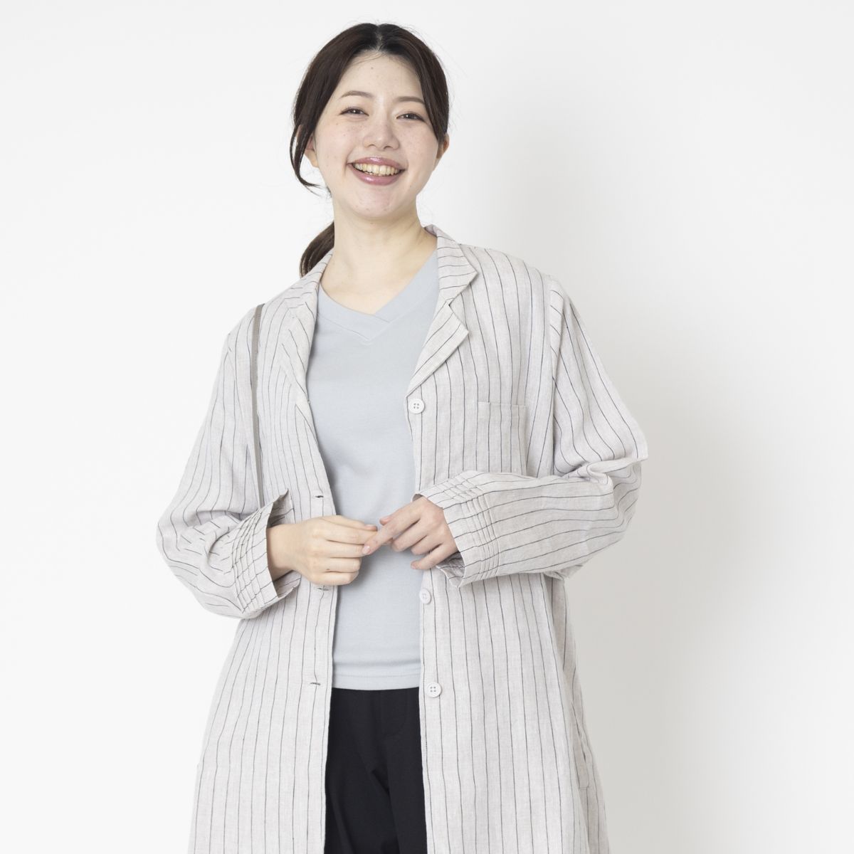 ubasoku/カウスピンタックアローコート ストライプ