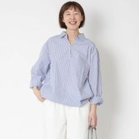 vent blanc/ストライプワッシャースキッパ―シャツ