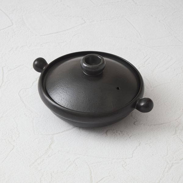 弥生陶園/丸土鍋（むしスノコ付き） 8号 -浅鍋なので卓上でも使い