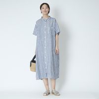 ubasoku/バンドカラー半袖シャツワンピース