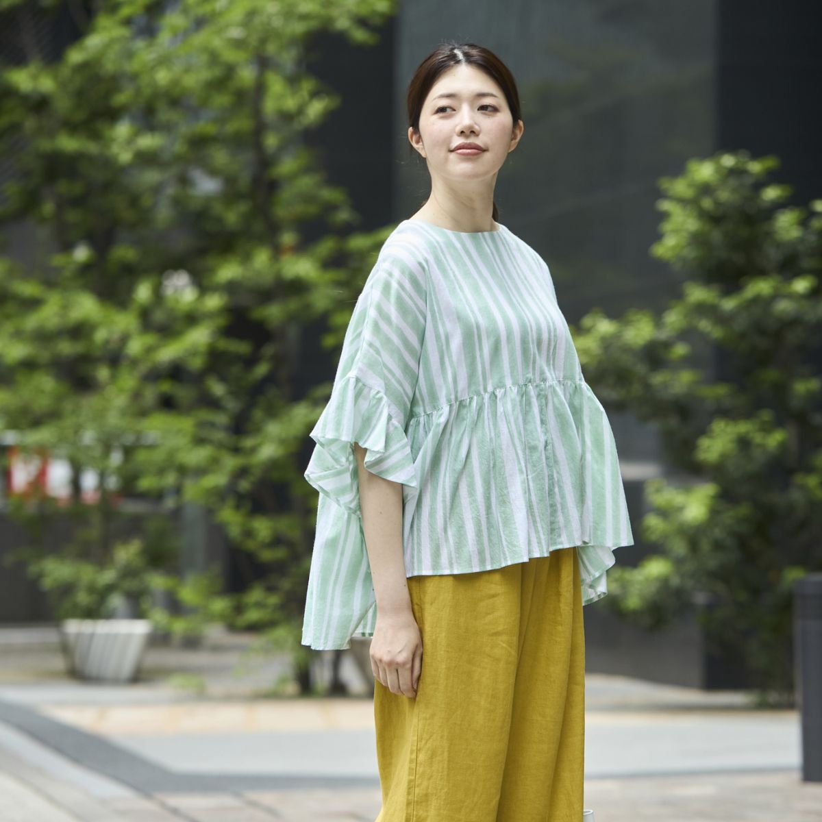 Kilka×kapuwa/風が通るカディーコットンブラウス STRIPE -汗問題を解消 