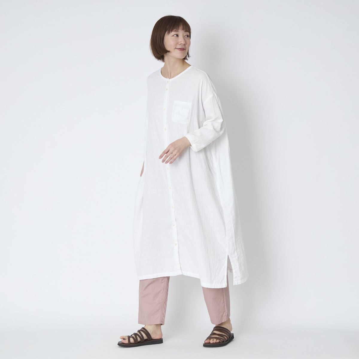 motone/ノーカラーワンピース 2nd 9分袖