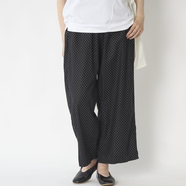 TOKYO BASIC/リネン&コットン ドット柄 ワイドパンツ