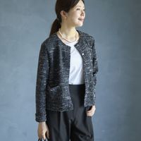 Kilka/ジャケット見えするツイードライクカーディガン