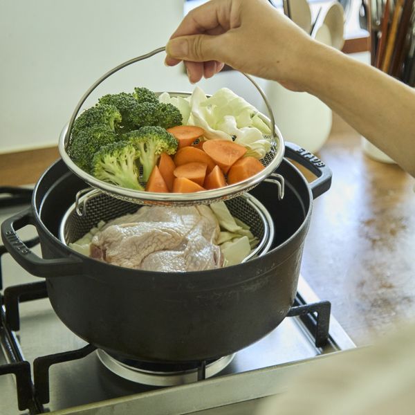 Three Snow 新越ワークス/ザルせいろ 19cm 浅深セット -鍋やフライパン