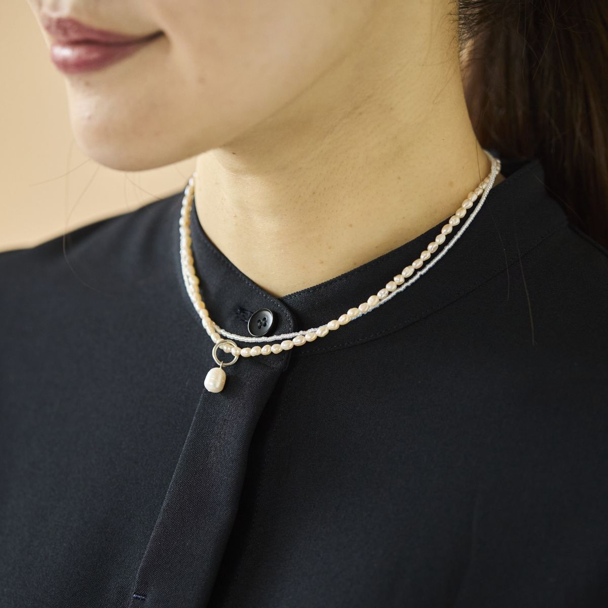 STELLA CIFFON/ビーズ×淡水パール3wayネックレス