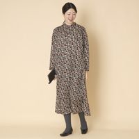 PONT DE CHALONS/フラワープリントギャザーワンピース ブラック