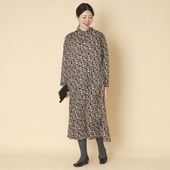 PONT DE CHALONS/フラワープリントギャザーワンピース ブラック