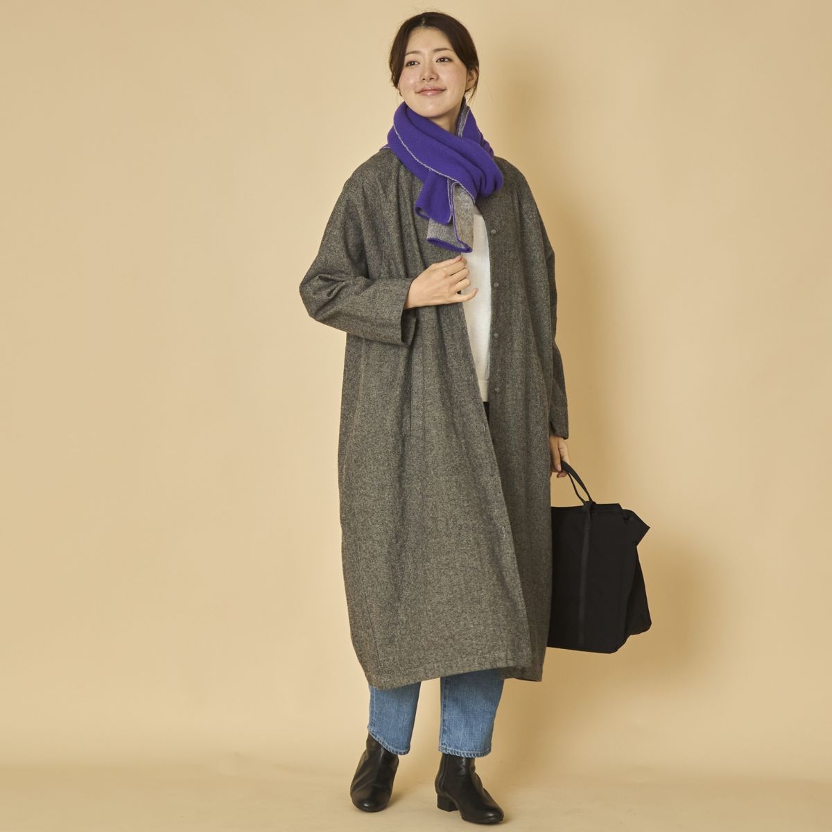 TANG./コットンリネン先染めツイル起毛 ライトコート