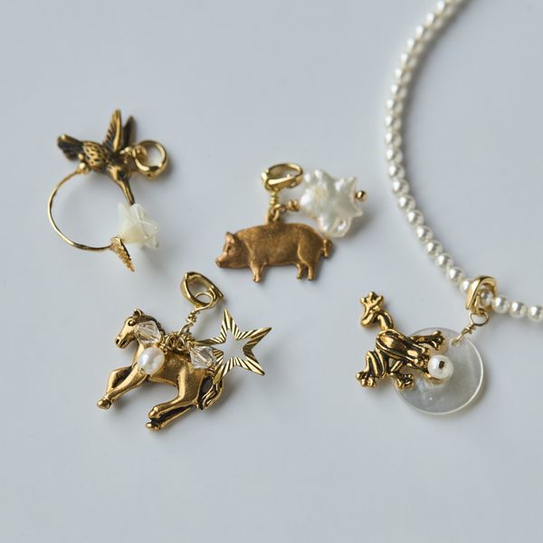 laneii/ブラスモチーフ×クリスタルパール2wayネックレス -ひとつひとつ