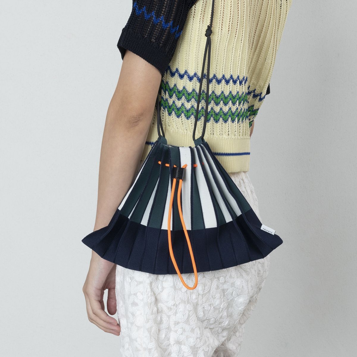 TRICOTE/STRIPED PLEATS MINI BAG