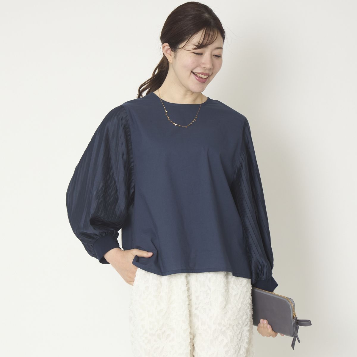 denicher/ドッキングプリーツスリーブブラウス