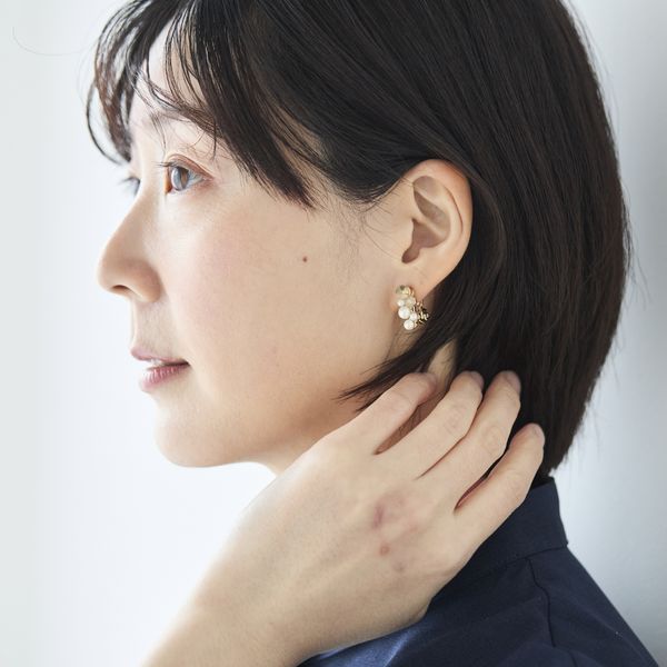 Ouca/天然石＆パールランダムイヤリング