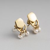 Ouca/ステンレスミニモチーフ＋3粒淡水パール2wayピアス