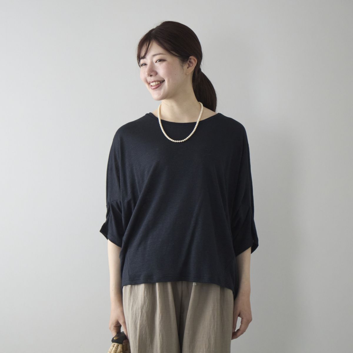 Kilka/風を通してひんやり涼しいリネンジャージードルマンカットソー