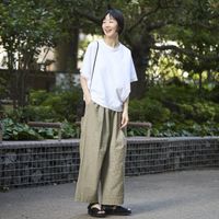Kilka/風が通るストライプのカーブパンツ