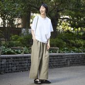 Kilka/風が通るストライプのカーブパンツ
