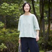 スタイルストアの高島ちぢみ 5分袖タックプルオーバー