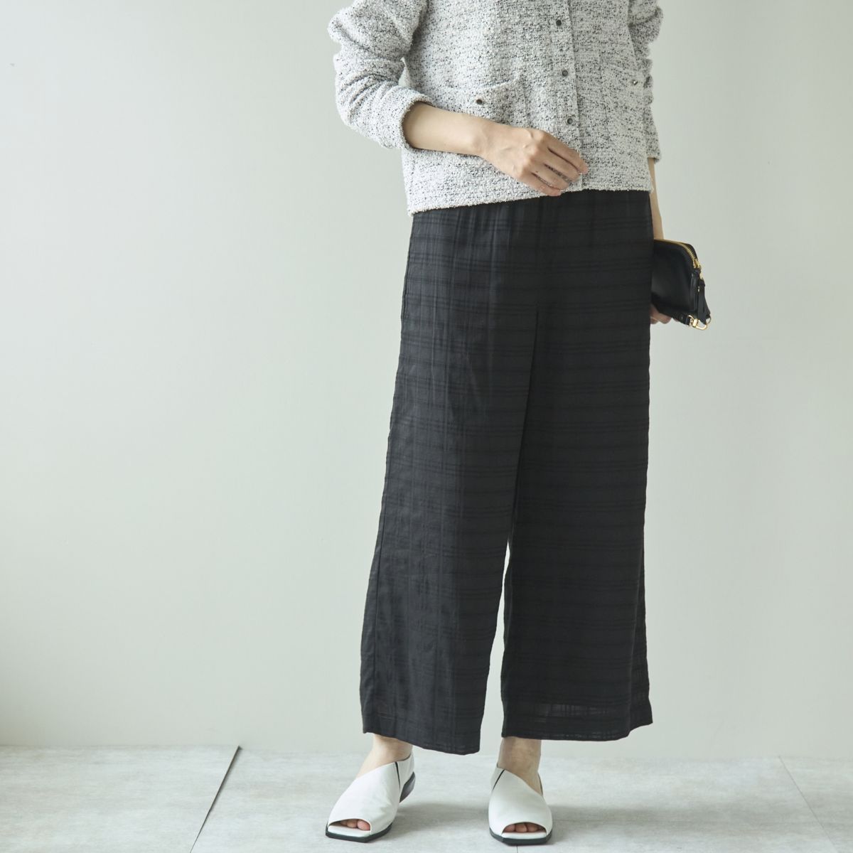 Kilka/計算いらずの無地見えチェックパンツ