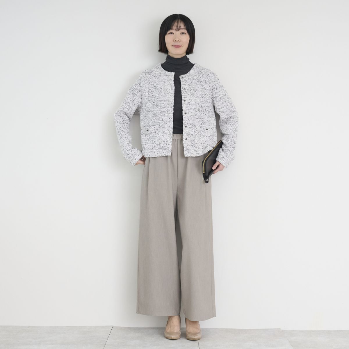 STELLA CIFFON/ウォッシャブルポリエステル ワイドパンツ