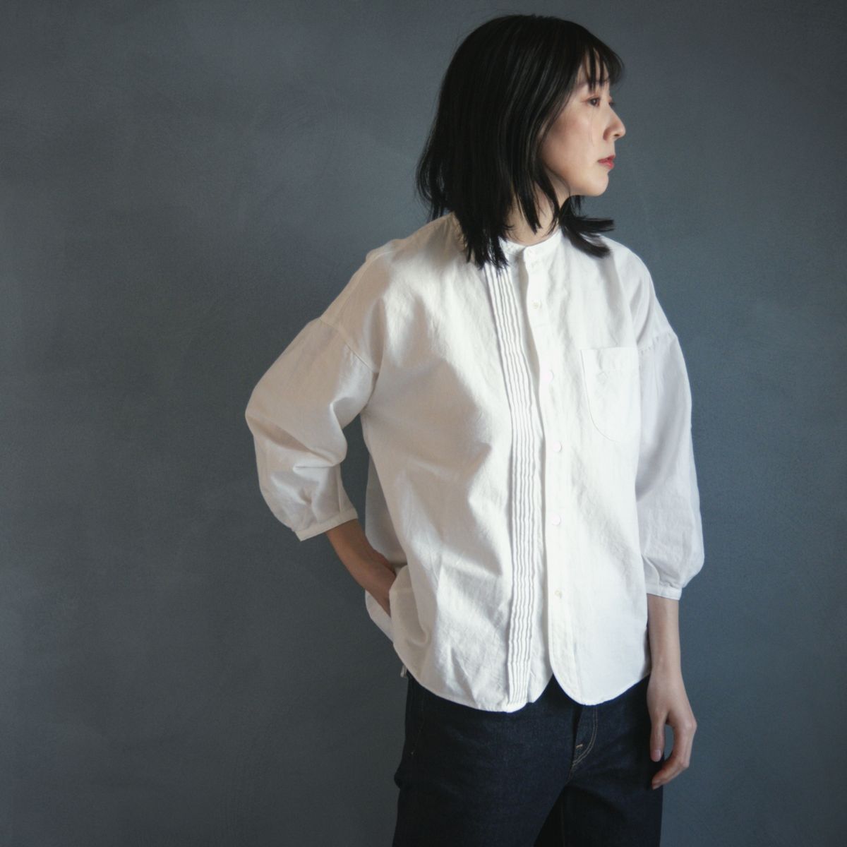 C.P.KOO/khadi cotton ピンタックシャツ