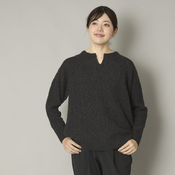 SAIFUKU/カシミヤ混アラン柄プルオーバー キーネック -ちくちくが苦手