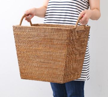 COTAN/ラタンランドリーバスケット 縦型