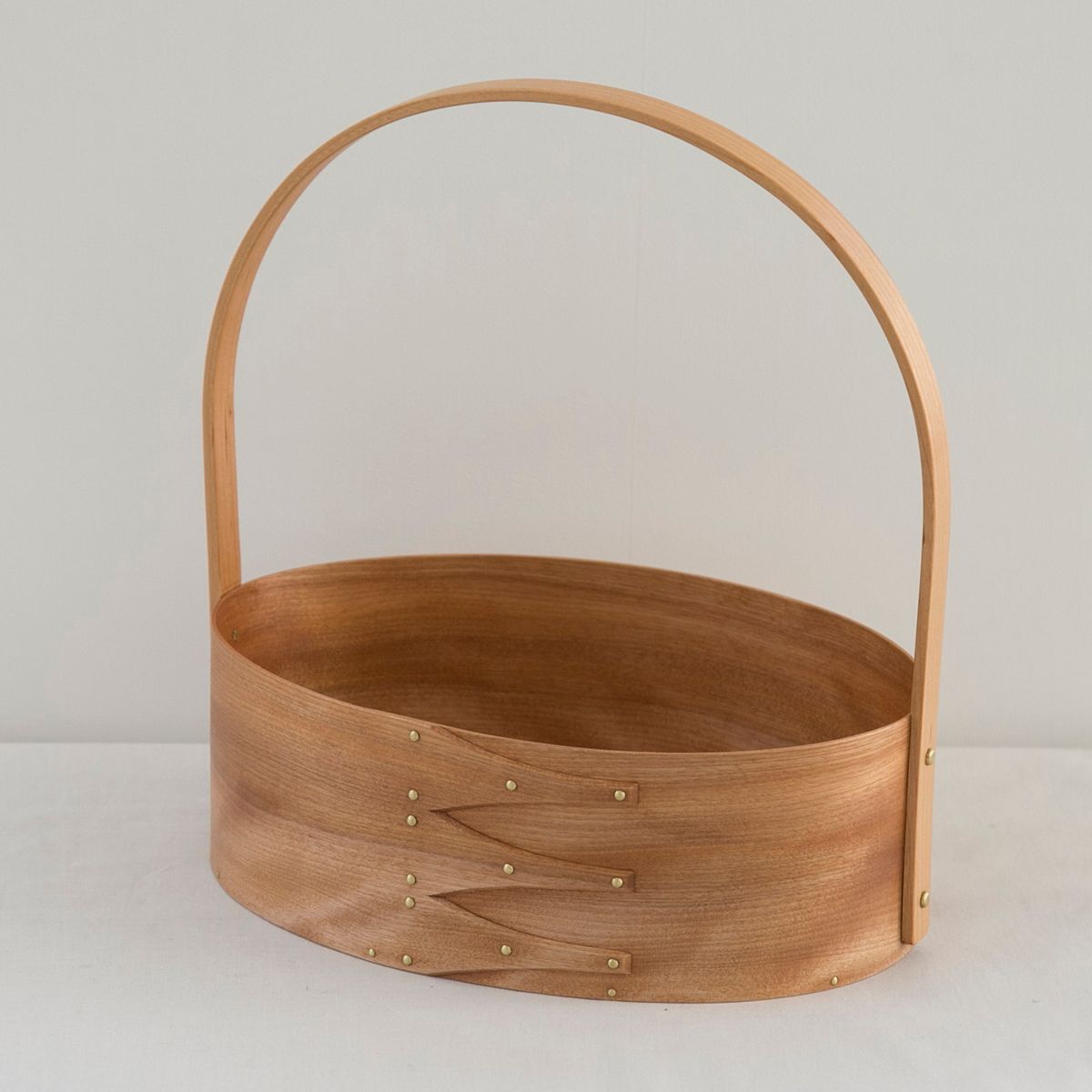 まる工芸/取っ手付オーバルボックス L