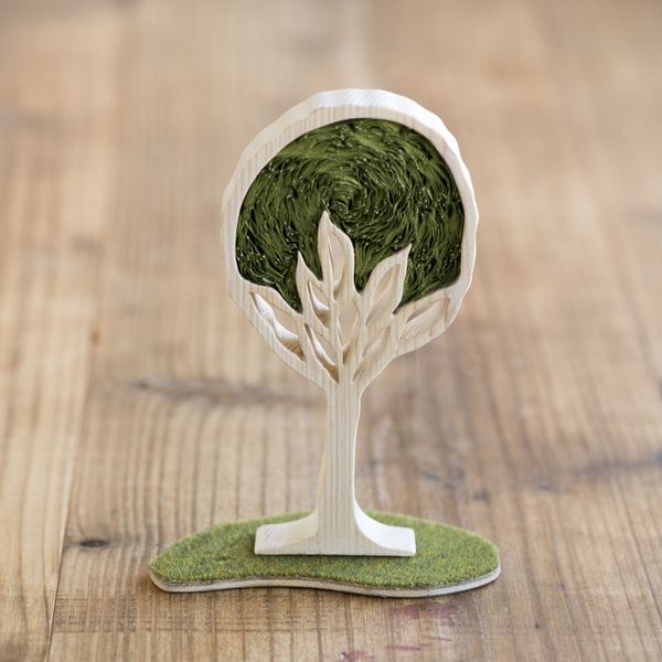 ナカヤマサトシ/壁掛けオブジェ 丸形の木 -オブジェ・壁掛け両方