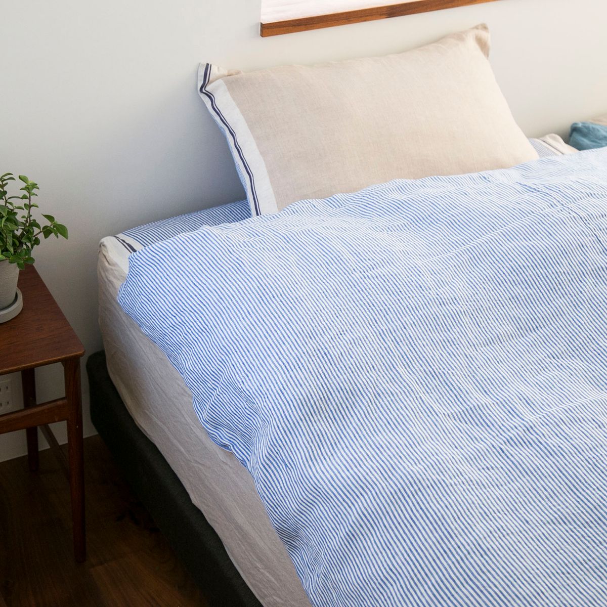 TENJIN FACTORY/リネン布団カバー ストライプｘフラックス シングル