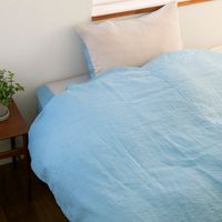 TENJIN FACTORY/リネン布団カバー グレーｘブルー シングル