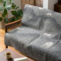 KLIPPAN/mina perhonen ウール シングルブランケット HORSES ON THE HILL