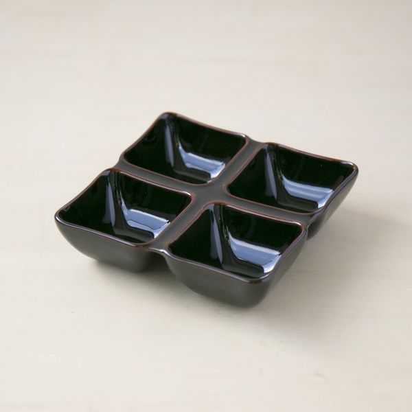 miyama./oju 4つ仕切り皿S 天目釉