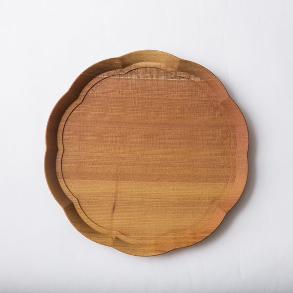 四十沢木材工芸/KITO 輪花盆 中 -お盆、皿、敷物をこれ一枚で