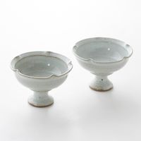 七右エ門窯/高台の器 乳白/ペアセット