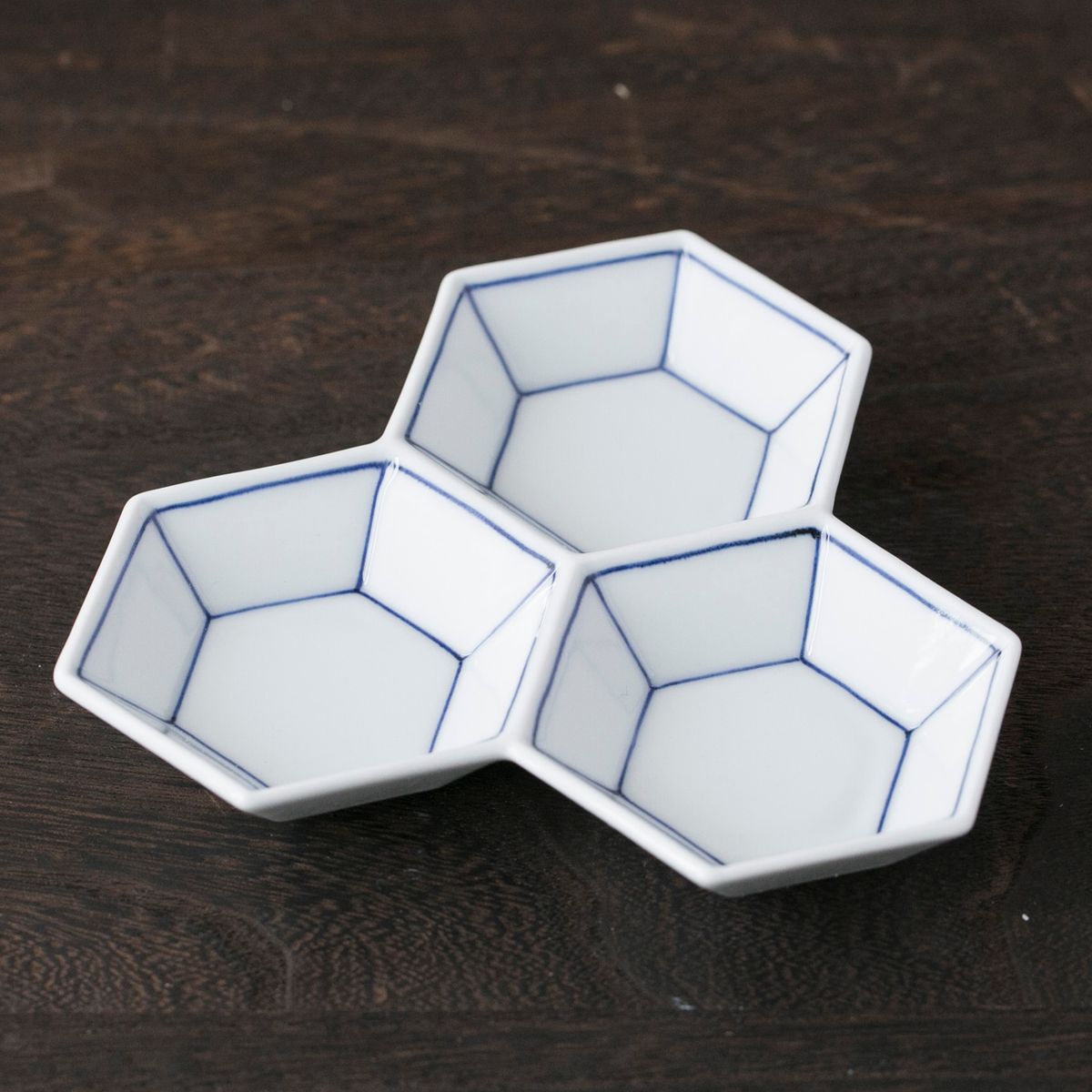 幸楽窯 線青亀甲 三品盛