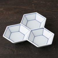 幸楽窯 線青亀甲 三品盛