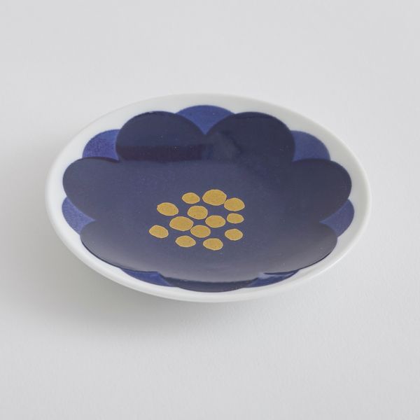 KIHARA/Botanical 豆皿 -濃紺の花に金彩が映える豆皿 - スタイルストア
