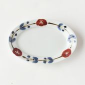 リム楕円小皿 錆花つなぎ