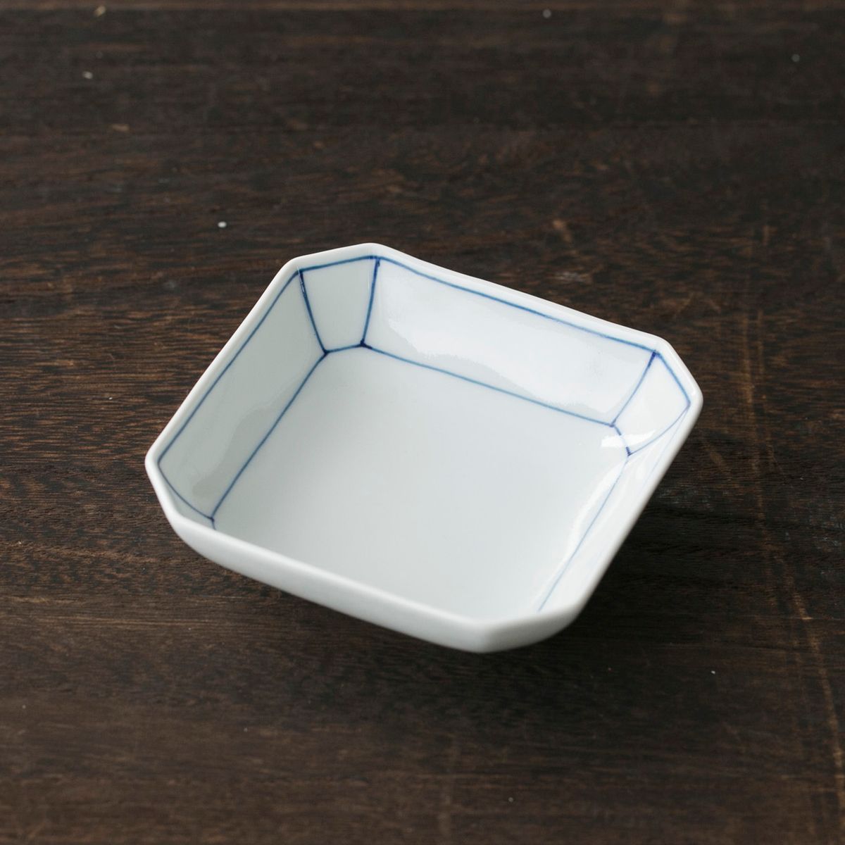 みのりの小鉢 隅切小鉢 染付ふちどり