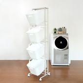 スイング式ランドリーバスケット 4段