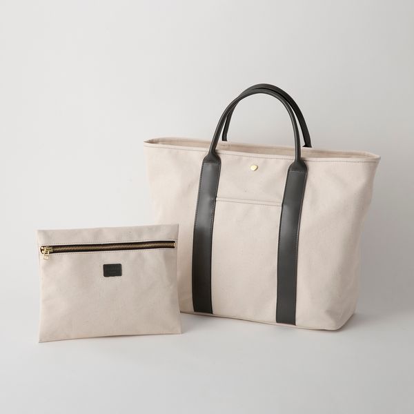Neutral Gray/ミルト ポーチ付きトートバッグ -きれい目に持てる