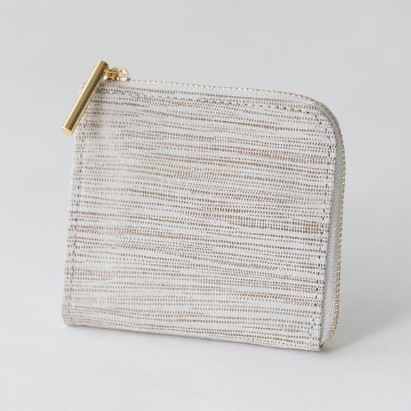 鍵ポケットつきコンパクト財布 ストライプビーズ