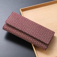 江戸三紅印傳/ボックス長財布 亀甲 ワインベージュ