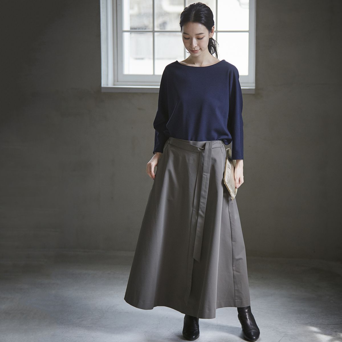 Kilka/すぐ乾いてシワになりにくいウエストゴムスカート