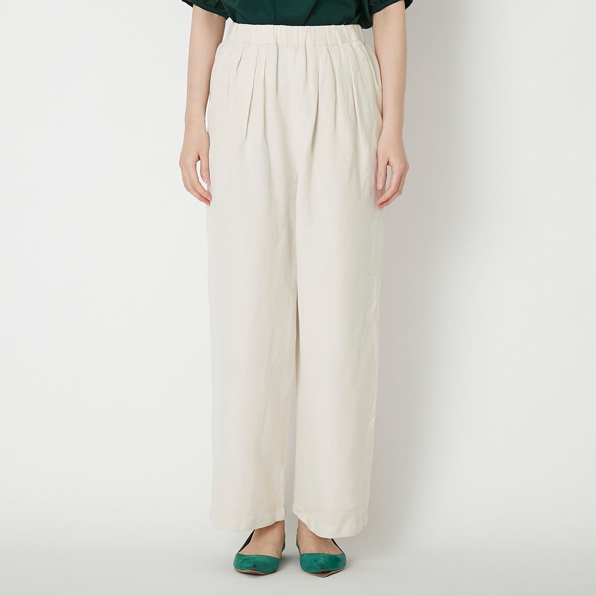 FANTASTICDAYS/レーヨンリネン3TUCKS パンツ アイボリー36