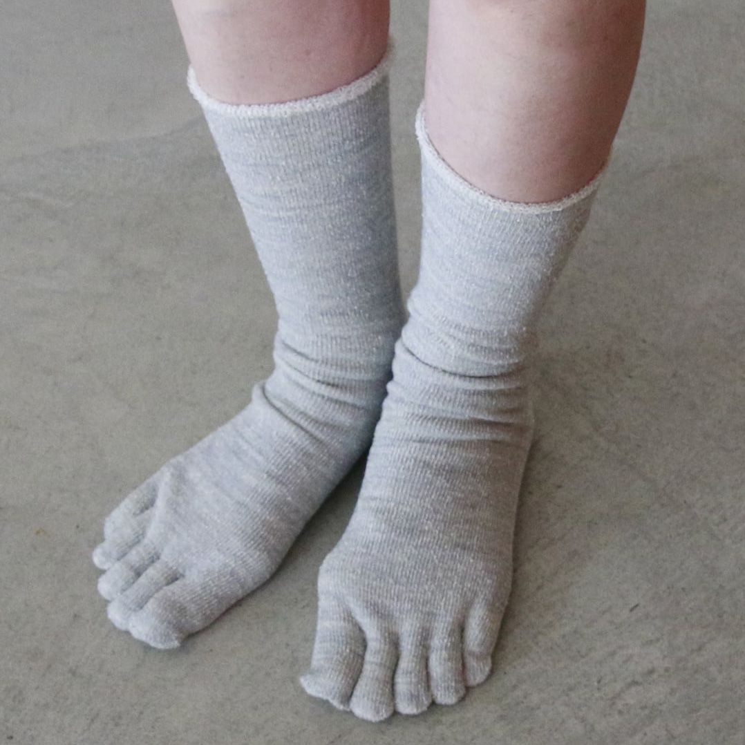 くらしきぬ/シルク＆ウール パイル 5本指靴下
