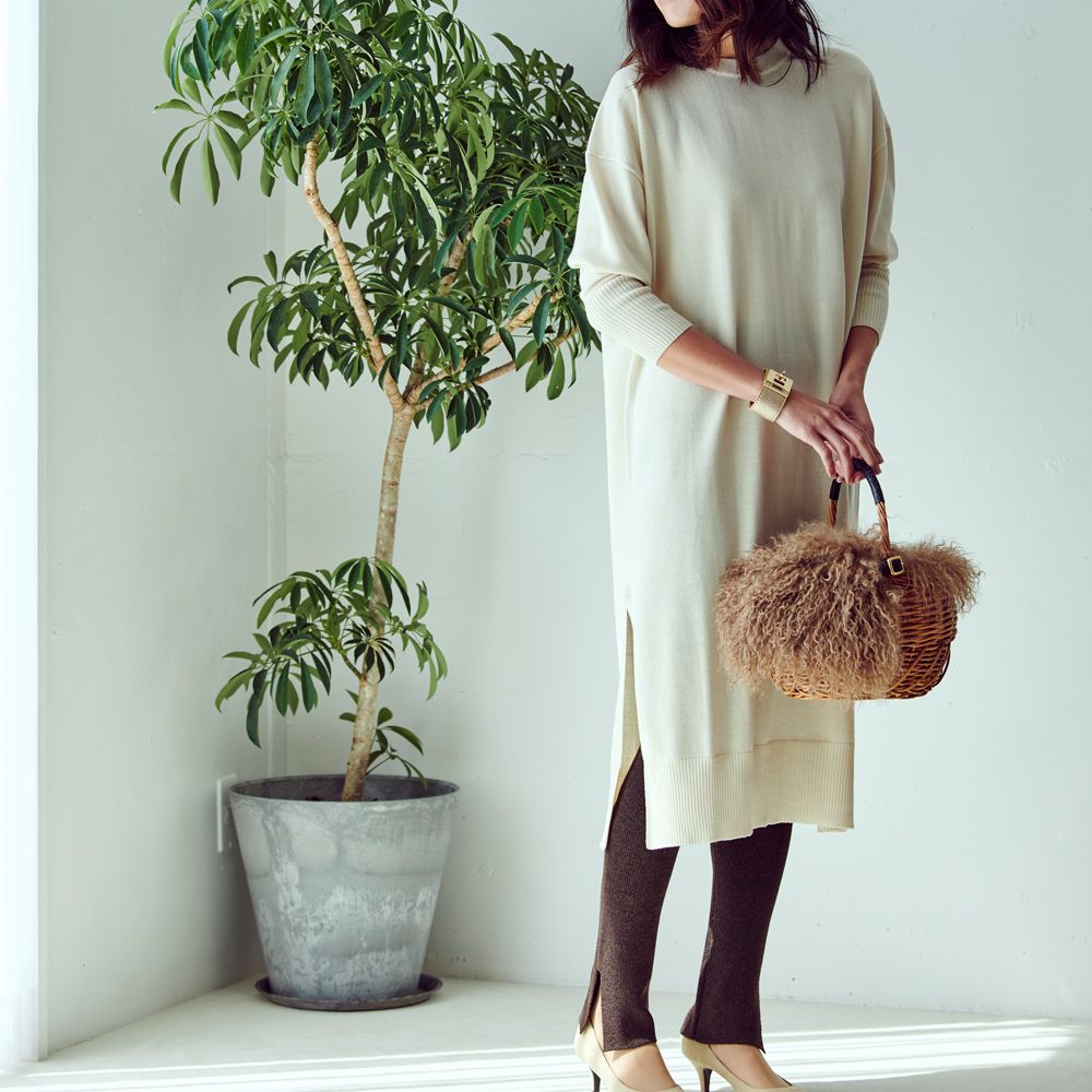 DRESS HERSELF/シルクウール ロングニットワンピース